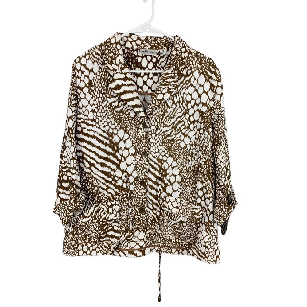 Cali And York Women's Sz. PL bronze abstracted print Light Coat